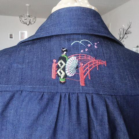 Denim shirt dress - plus embroidery !