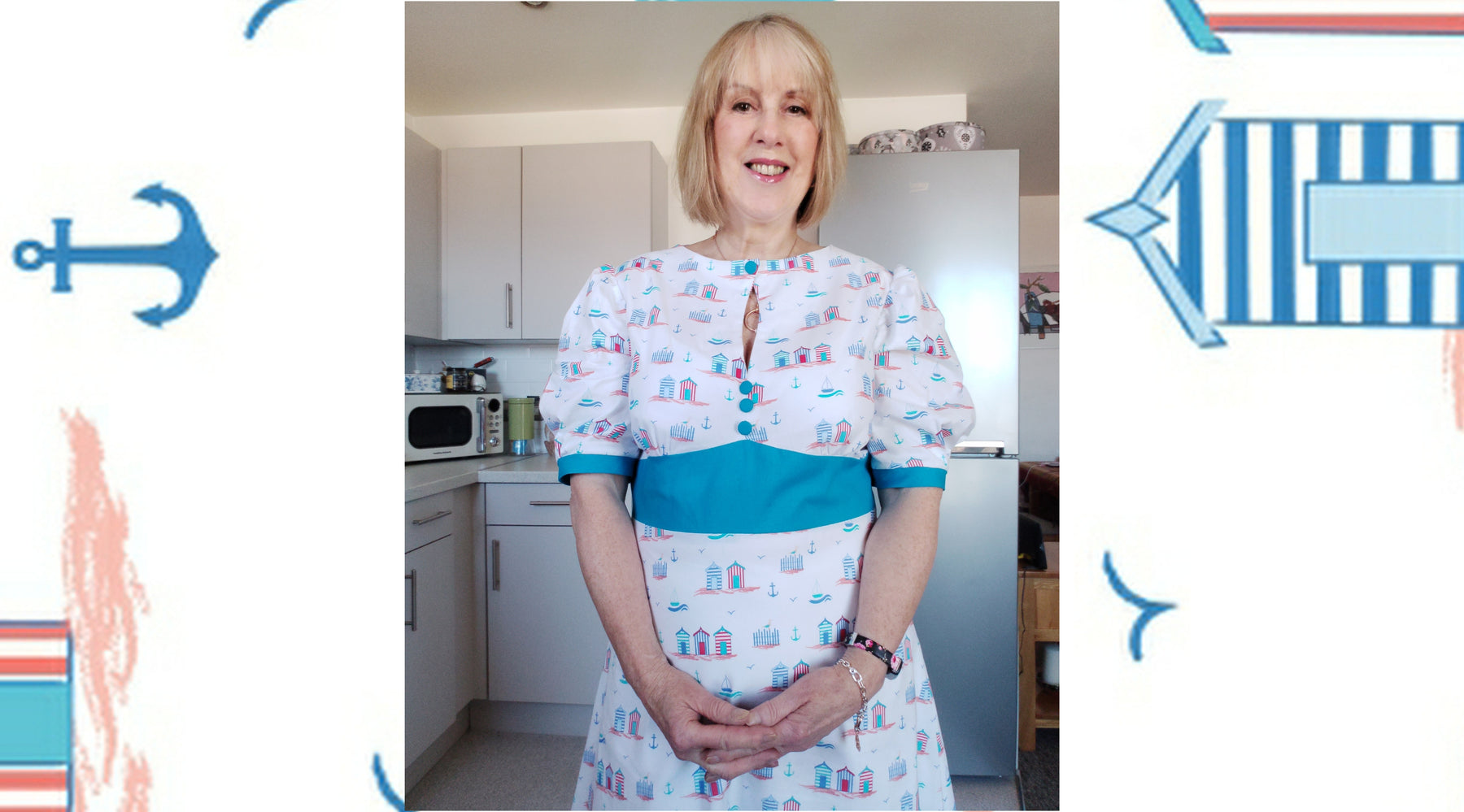 Summer Dress in Beach Huts Fabric