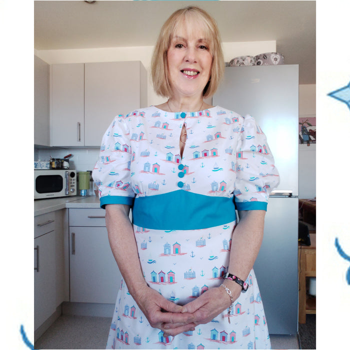Summer Dress in Beach Huts Fabric