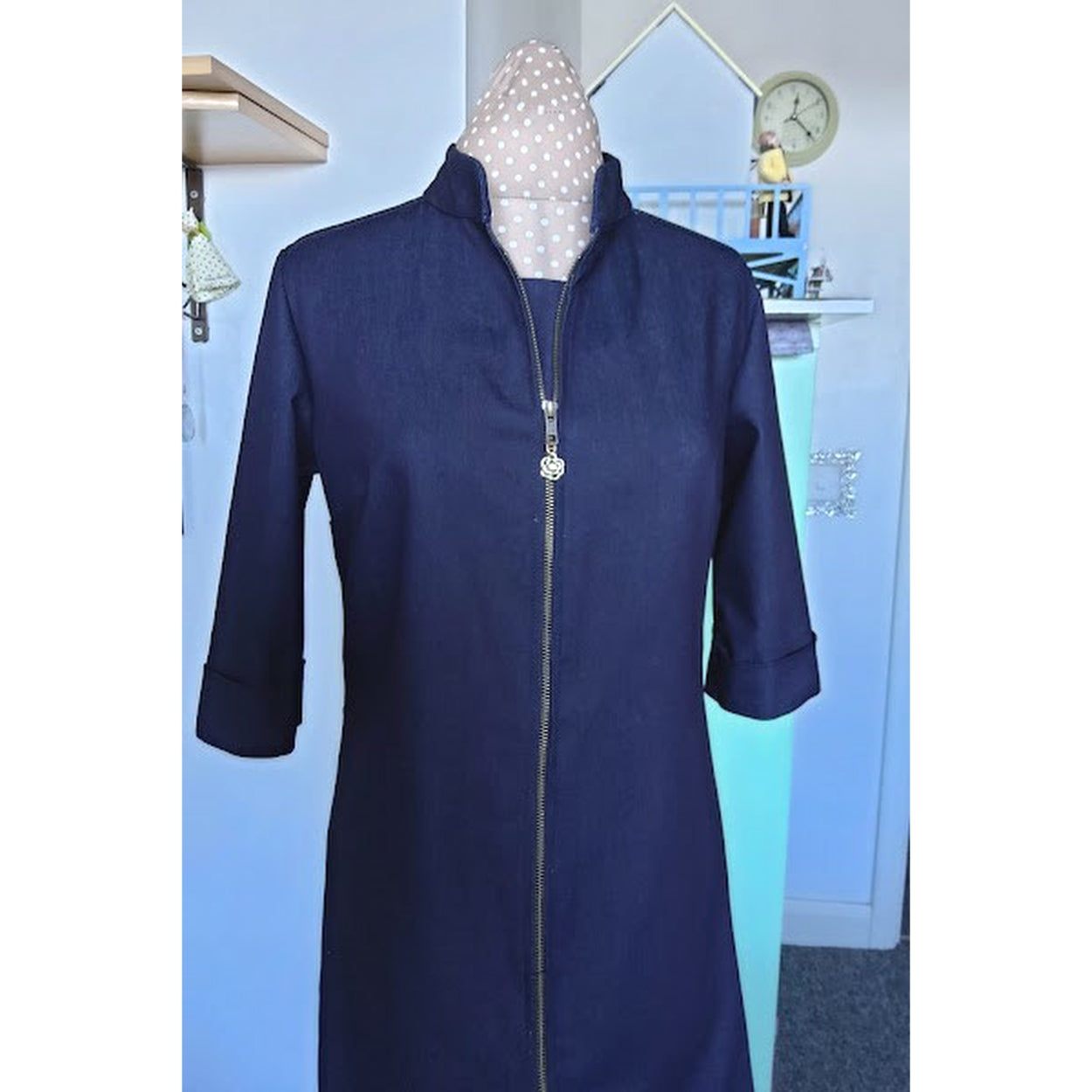 Simplicity 8014 Shirtdress in Organic Denim Fabric.