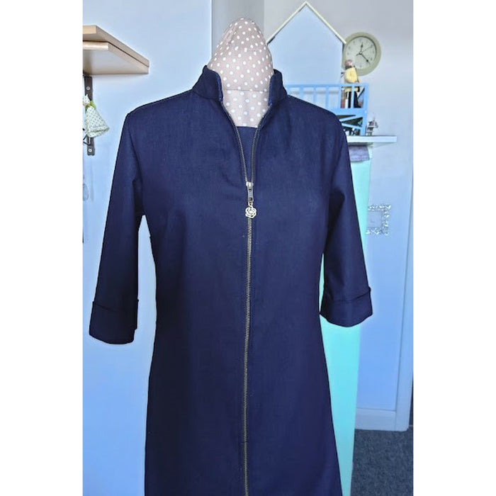 Simplicity 8014 Shirtdress in Organic Denim Fabric.
