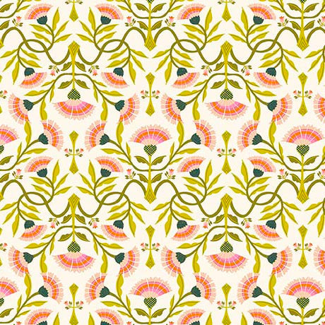 Serenade Organic Cotton Fabric, Sunrise Blooms Cream from Jaycotts Sewing Supplies
