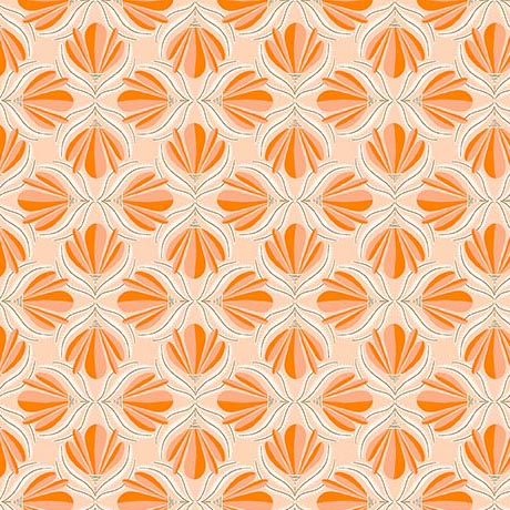 Serenade Organic Cotton Fabric, Hourglass Flowers Peach from Jaycotts Sewing Supplies