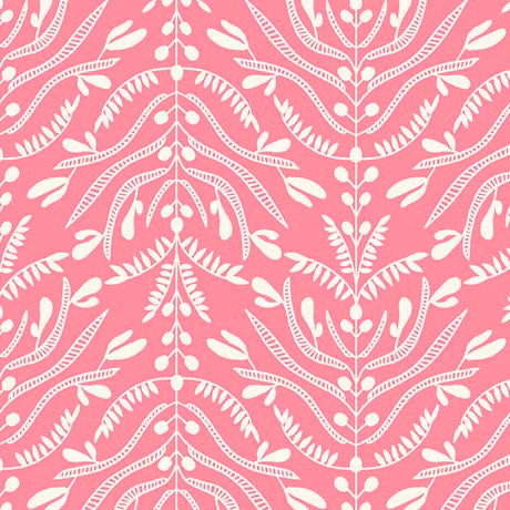 Serenade Organic Cotton Fabric, Damask Branches Pink from Jaycotts Sewing Supplies