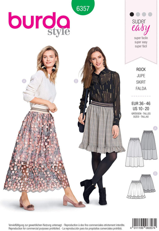 Burda 6357 Women's Skirt Sewing Pattern from Jaycotts Sewing Supplies