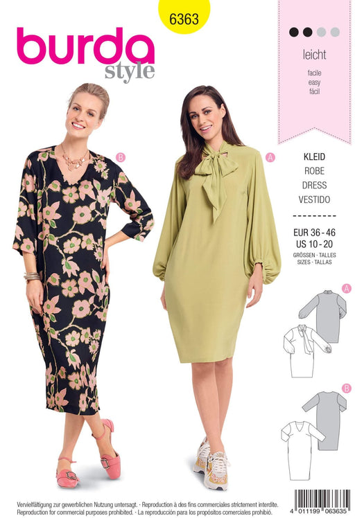 Burda 6363 Women's Dress Sewing Pattern from Jaycotts Sewing Supplies