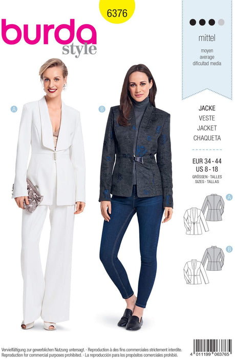 Burda 6376 Women's Blazers Sewing Pattern from Jaycotts Sewing Supplies