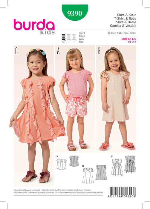 Burda 9390 Girl's dresses pattern from Jaycotts Sewing Supplies