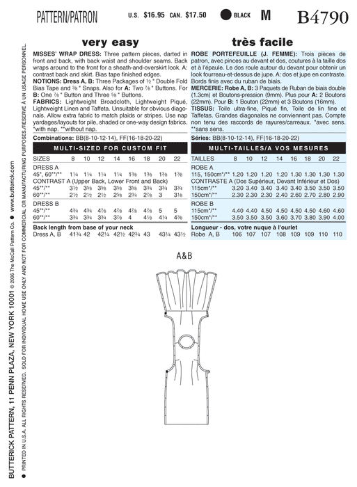 Butterick 4790 Misses' Vintage Wrap Dress Pattern | Very Easy from Jaycotts Sewing Supplies
