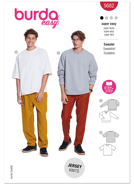 Burda Pattern 5682 Men's' Sweater and T-shirt from Jaycotts Sewing Supplies