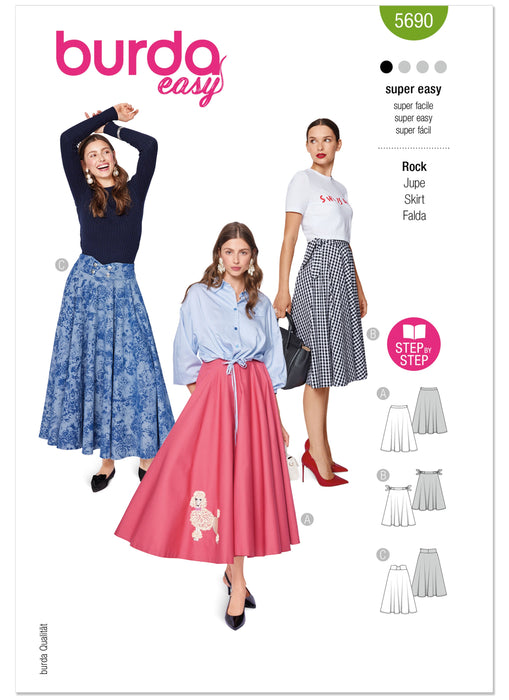Burda Pattern 5690 Misses' Skirts from Jaycotts Sewing Supplies