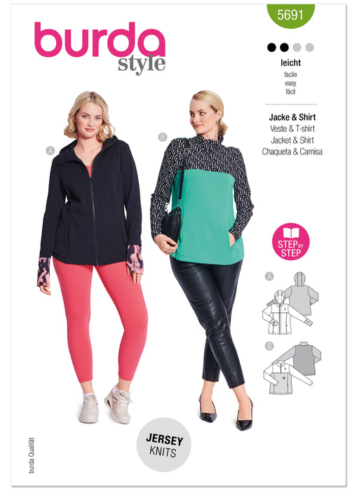 Burda Pattern 5691 Misses' Sports Shirts from Jaycotts Sewing Supplies