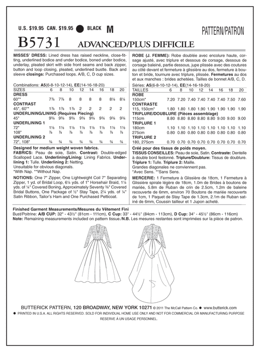 Butterick 5731 Misses' Wedding Dress Pattern from Jaycotts Sewing Supplies