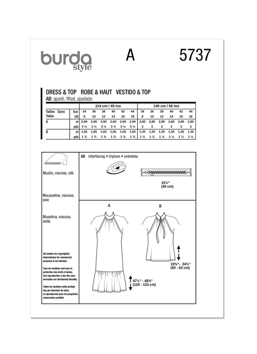 Burda style sewing  Pattern 5737 Misses' Dress and T-Shirt from Jaycotts Sewing Supplies