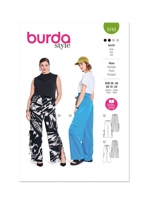 Burda style sewing  Pattern 5743 Misses' Trousers from Jaycotts Sewing Supplies