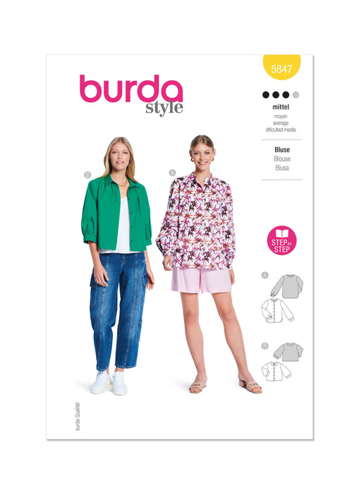 Burda Style Pattern 5847 Misses' Blouse from Jaycotts Sewing Supplies