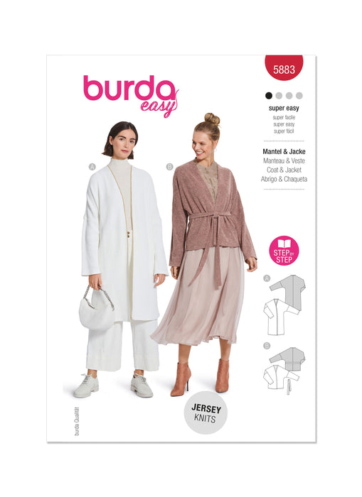 Burda Sewing Pattern 5883 Misses' Jacket & Coat from Jaycotts Sewing Supplies