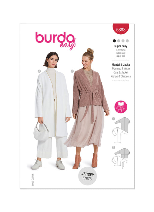 Burda Sewing Pattern 5883 Misses' Jacket & Coat from Jaycotts Sewing Supplies