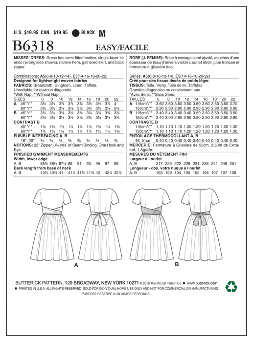 Butterick 6318 Misses' Tie-Waist Dress Pattern from Jaycotts Sewing Supplies