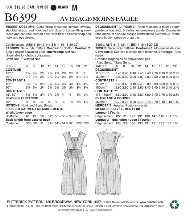 Butterick 6399 Women's 1920's Flapper Dress Pattern from Jaycotts Sewing Supplies