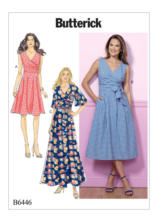Butterick 6446 Misses' Pleated Wrap Dresses with Sash Pattern from Jaycotts Sewing Supplies