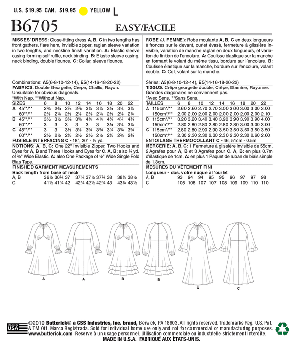 Butterick 6705 Dress Pattern from Jaycotts Sewing Supplies