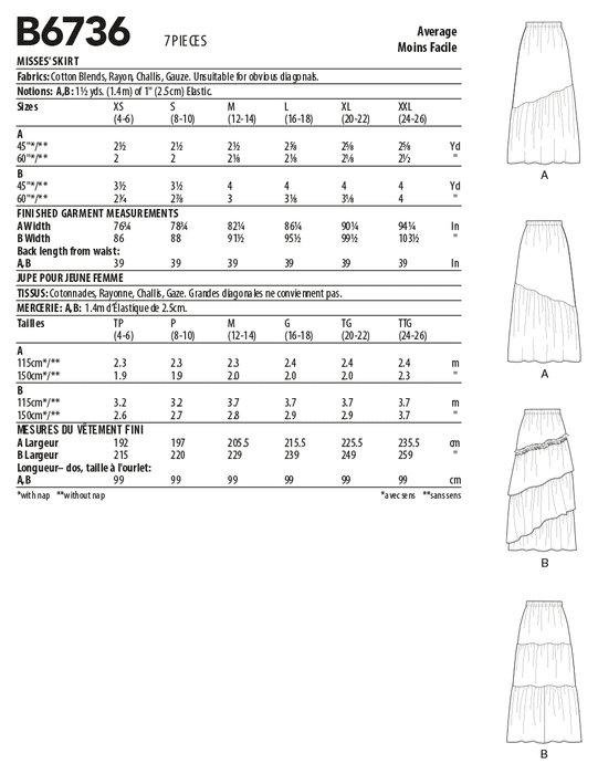 Butterick 6736 Misses' Skirts Pattern from Jaycotts Sewing Supplies
