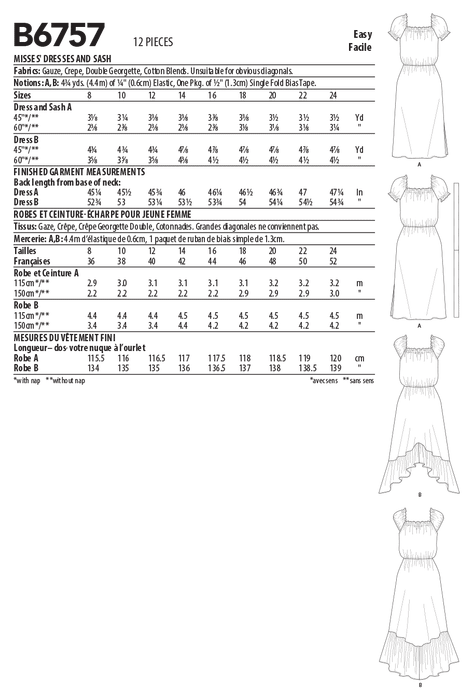 Butterick sewing pattern 6757 Misses' Dress from Jaycotts Sewing Supplies