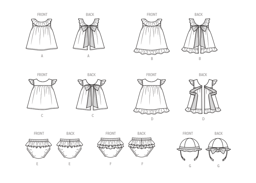 Butterick Sewing Pattern B6935 Babies' Top, Panties and Hat from Jaycotts Sewing Supplies