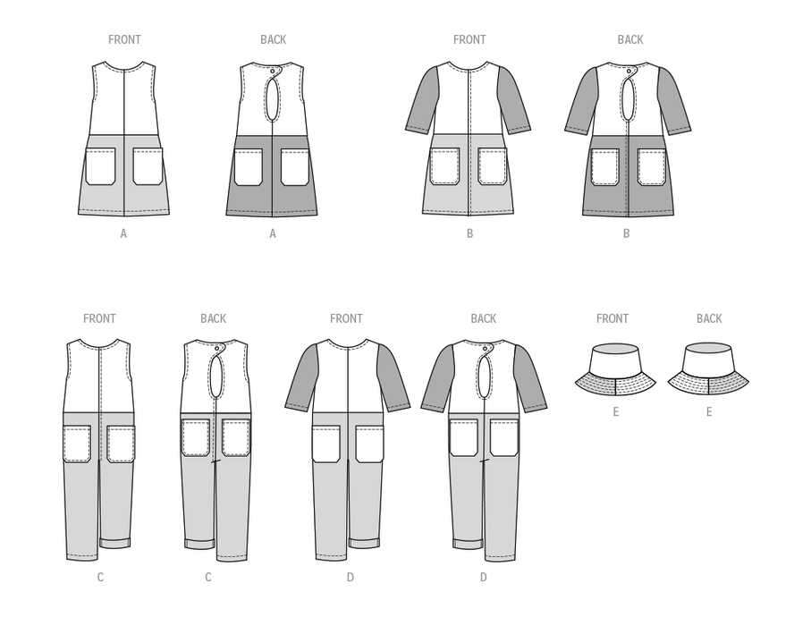 Butterick Sewing Pattern B6937 Children's and Girls' Dress, Romper and Hat in Sizes S-M-L from Jaycotts Sewing Supplies