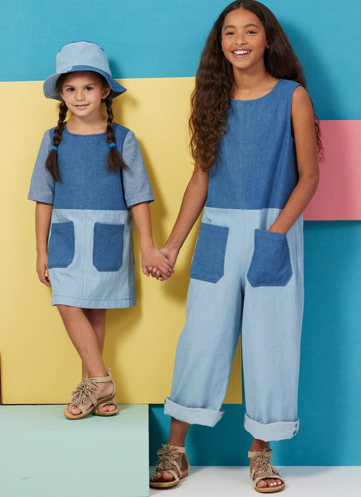 Butterick Sewing Pattern B6937 Children's and Girls' Dress, Romper and Hat in Sizes S-M-L from Jaycotts Sewing Supplies