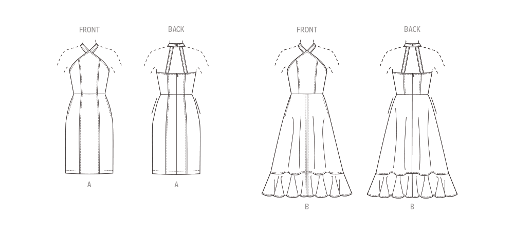Butterick sewing pattern 6942 Halter Style Dresses from Jaycotts Sewing Supplies