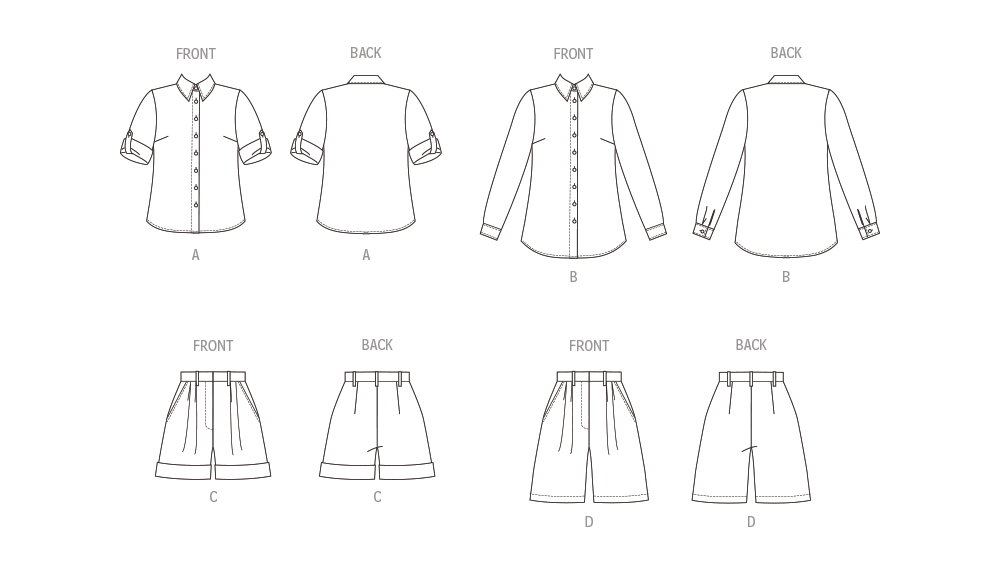 Butterick sewing pattern 6946 Shirts and Shorts from Jaycotts Sewing Supplies