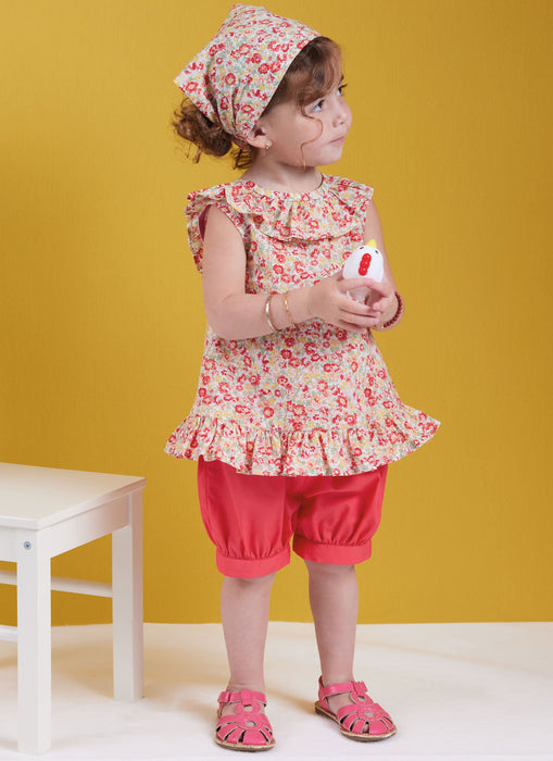 Butterick sewing pattern 6951 Toddlers' Dress, Tops, Shorts, Pants and Kerchief from Jaycotts Sewing Supplies
