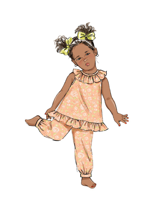 Butterick sewing pattern 6951 Toddlers' Dress, Tops, Shorts, Pants and Kerchief from Jaycotts Sewing Supplies