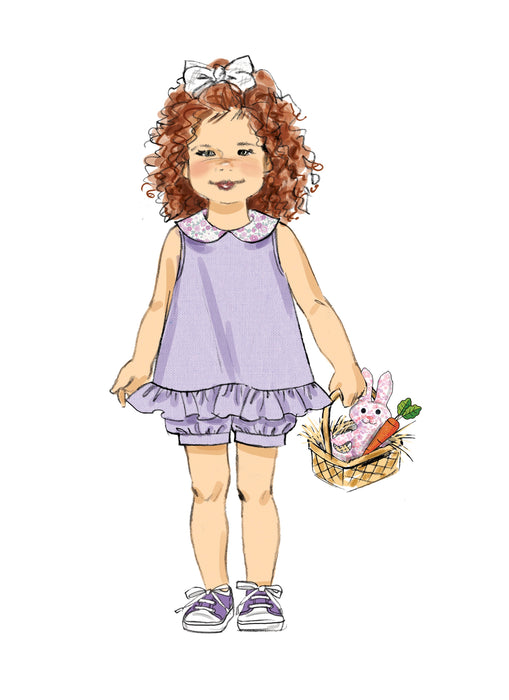 Butterick sewing pattern 6951 Toddlers' Dress, Tops, Shorts, Pants and Kerchief from Jaycotts Sewing Supplies