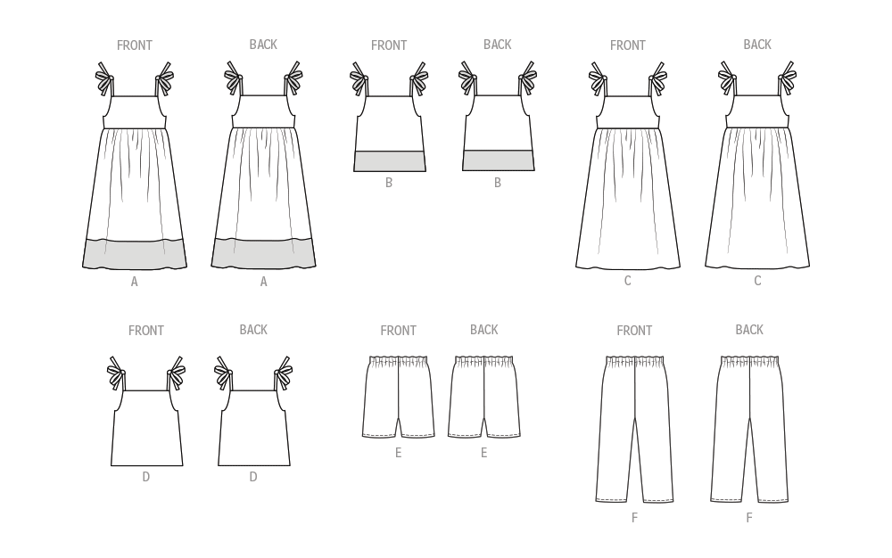 Butterick sewing pattern 6952 Children's Dresses, Tops, Shorts and Pants from Jaycotts Sewing Supplies