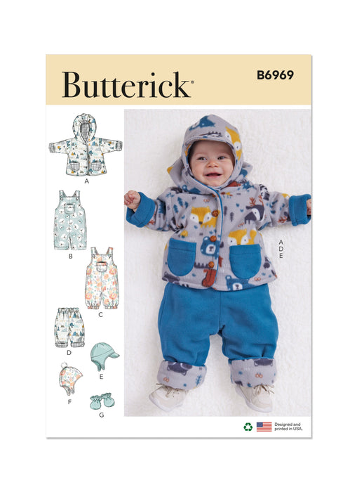 Butterick pattern 6969 Infants' Jacket, Overalls, Pants, Hats and Mittens from Jaycotts Sewing Supplies