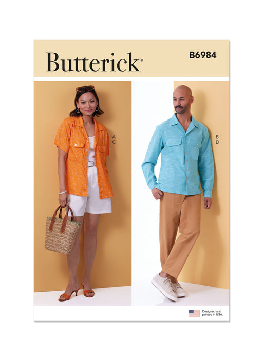Butterick sewing pattern B6984 Unisex  Shirts, Shorts and Pants from Jaycotts Sewing Supplies