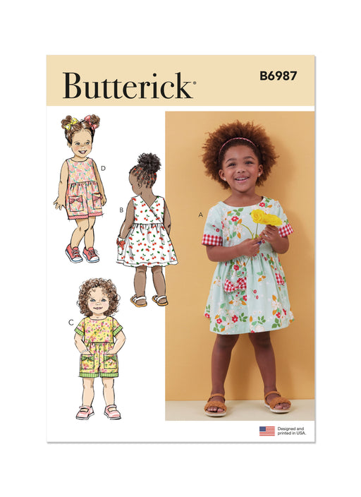 Butterick sewing pattern B6987 Toddlers' Dresses and Rompers from Jaycotts Sewing Supplies
