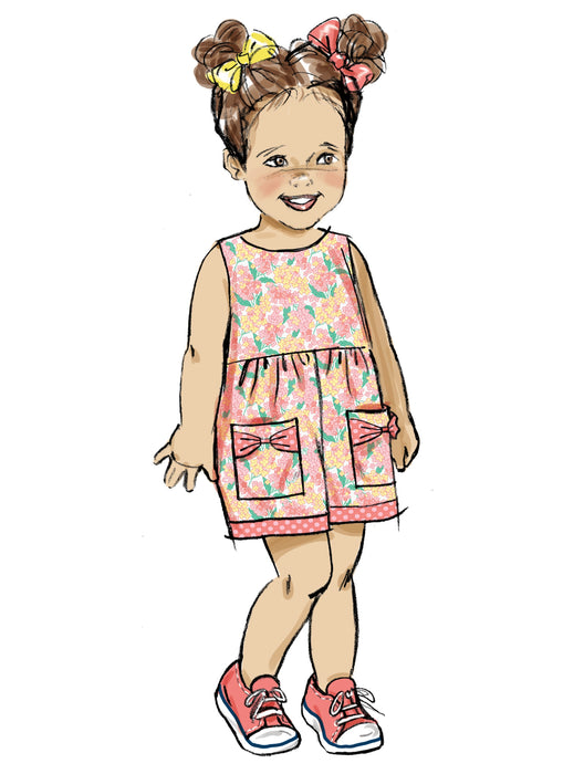 Butterick sewing pattern B6987 Toddlers' Dresses and Rompers from Jaycotts Sewing Supplies
