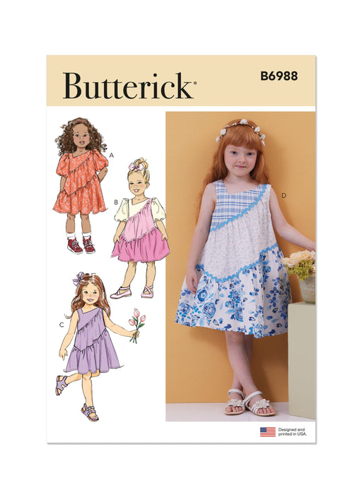 Butterick sewing pattern B6988 Children's Dresses from Jaycotts Sewing Supplies