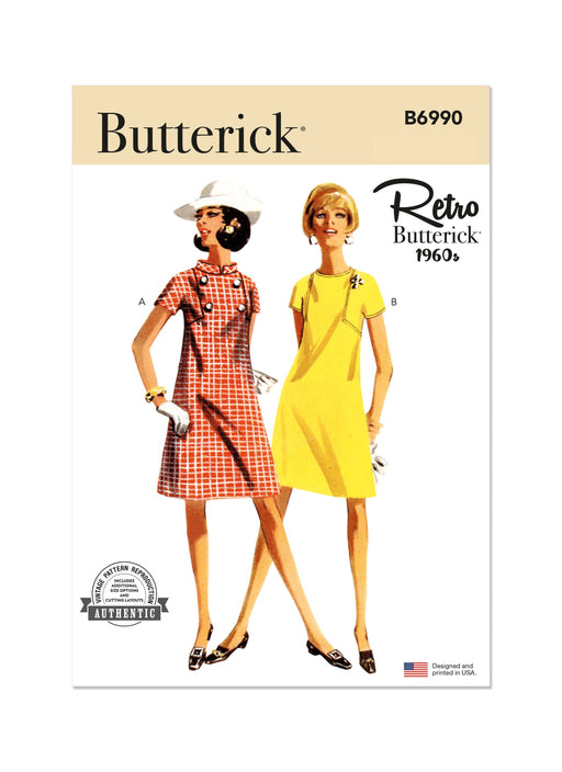 Butterick Sewing Pattern 6990 Vintage 1960's One-Piece dress from Jaycotts Sewing Supplies