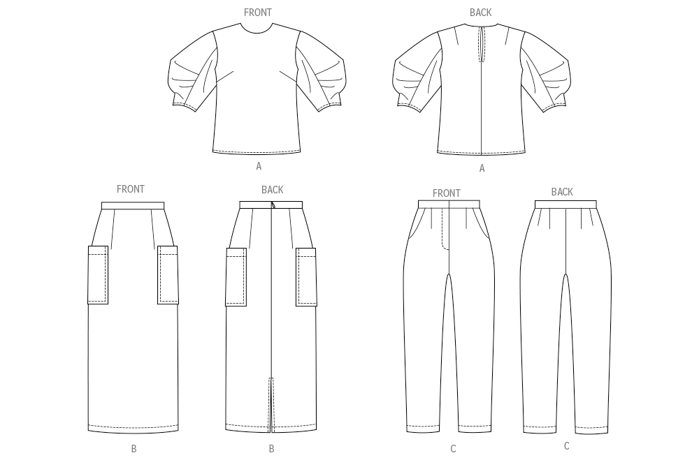 Butterick Sewing Pattern 7002 Misses’ and Women's Top, Skirt and Pants from Jaycotts Sewing Supplies
