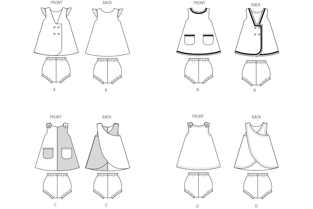 Butterick Sewing Pattern 7003 Toddlers' Dresses and Panties from Jaycotts Sewing Supplies