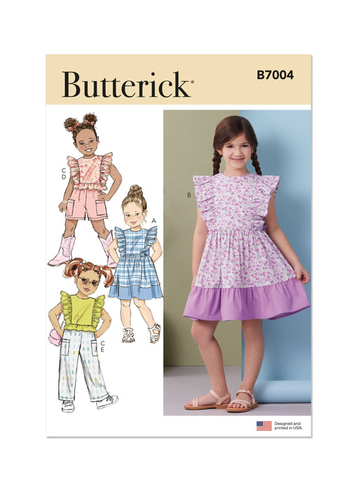 Butterick Sewing Pattern 7004 Children's Dresses, Top, Shorts and Pants from Jaycotts Sewing Supplies
