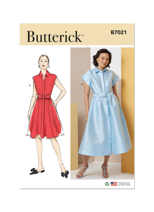 Butterick sewing pattern 7021 Dress with Belt, Sleeve and Length Variations from Jaycotts Sewing Supplies