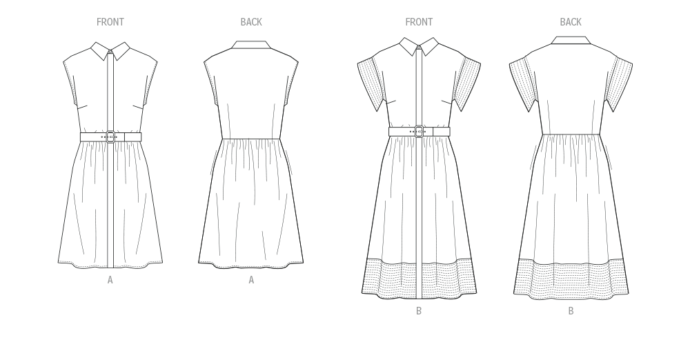 Butterick sewing pattern 7021 Dress with Belt, Sleeve and Length Variations from Jaycotts Sewing Supplies