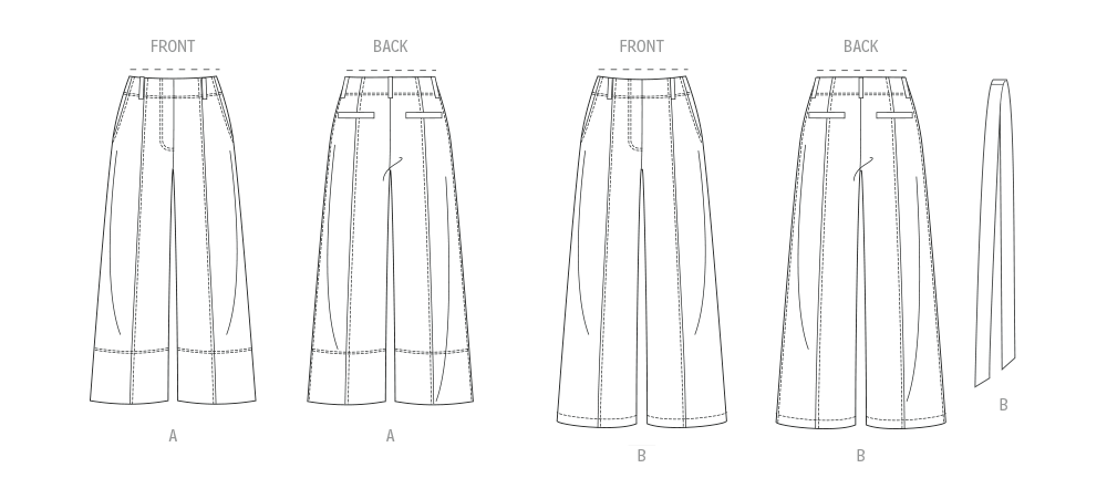 Butterick sewing pattern 7024 Trousers in Two Lengths and Tie Belt from Jaycotts Sewing Supplies