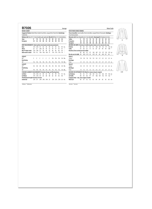 Butterick sewing pattern 7026 Jackets by Palmer/Pletsch Tammie Ponstler from Jaycotts Sewing Supplies